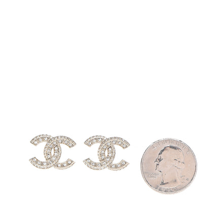 Chanel Crystal Timeless CC Earrings Light Gold 2 of 5