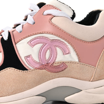Chanel Nylon Lambskin Suede Calfskin CC Sneakers 38 Pink White Black 8 of 15