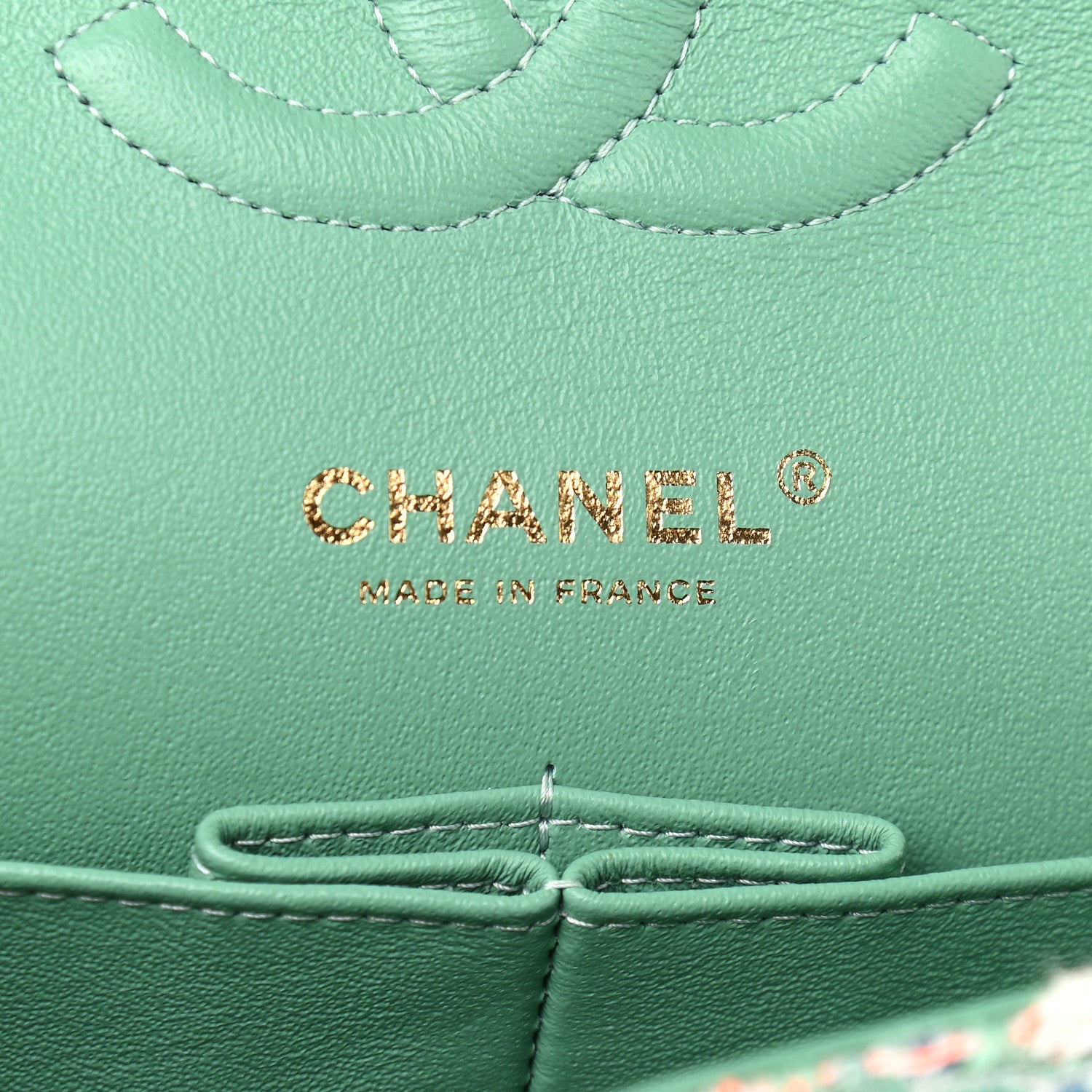 Chanel Tweed Quilted Medium Double Flap Green White Blue Orange 6 of 9