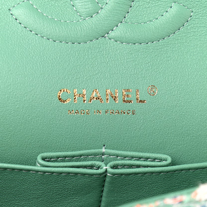Chanel Tweed Quilted Medium Double Flap Green White Blue Orange 6 of 9