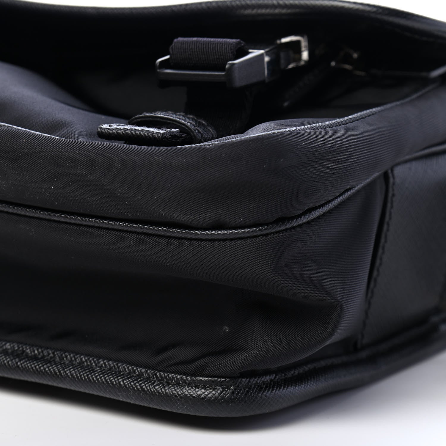 Prada Tessuto Nylon Saffiano Pocket Double Snap Buckle Messenger Shoulder Bag Black 7 of 7