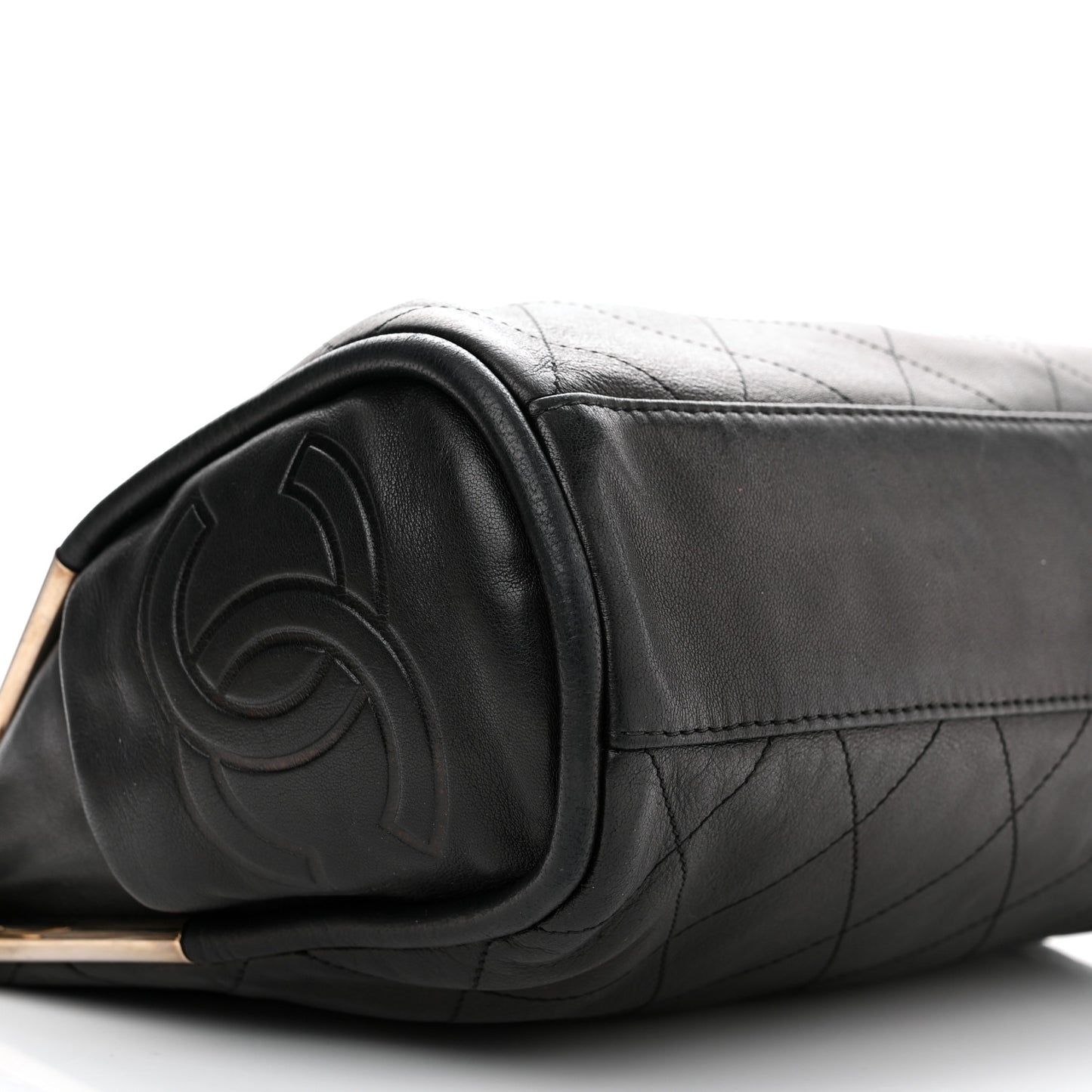 Lambskin Stitched Medium Ultimate Soft Tote Black
