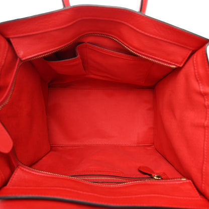 Celine Drummed Calfskin Mini Luggage Coquelicot 5 of 12