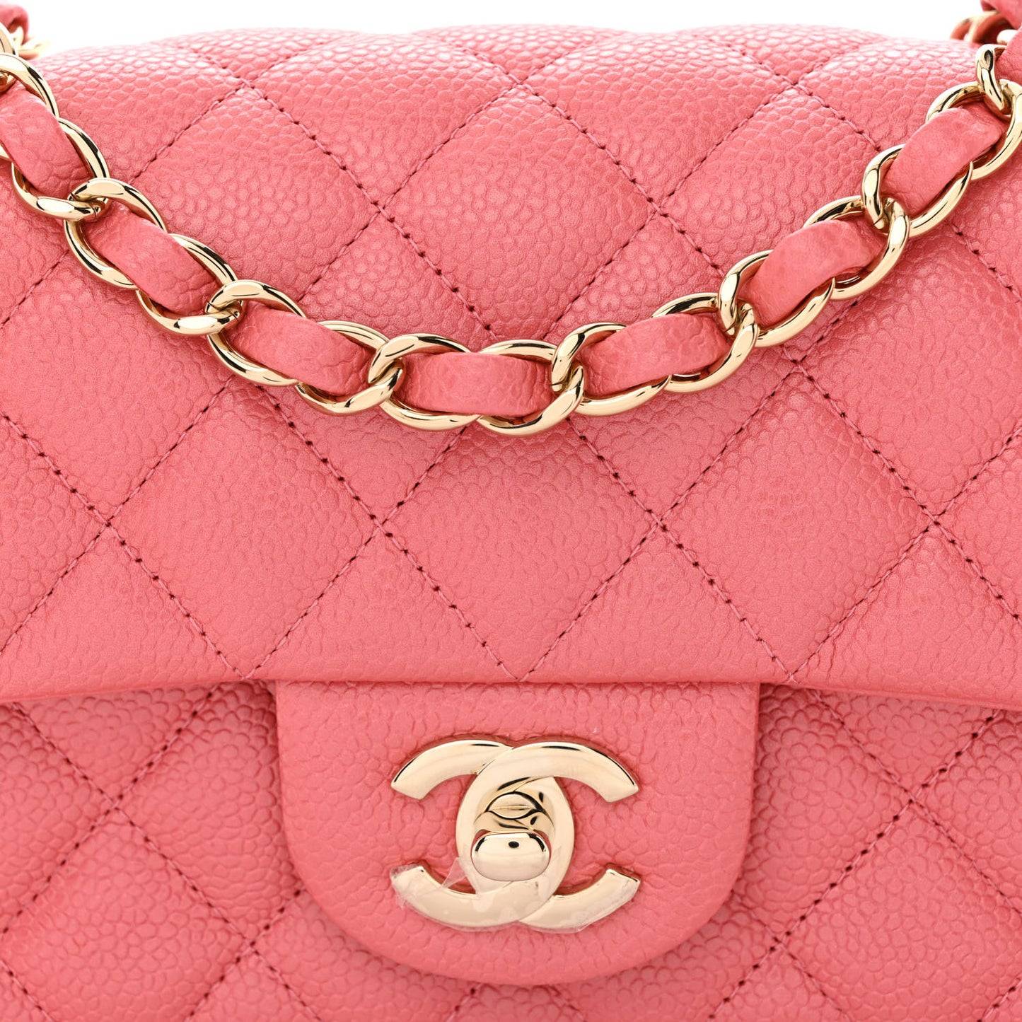 Caviar Quilted Mini Rectangular Flap Dark Pink