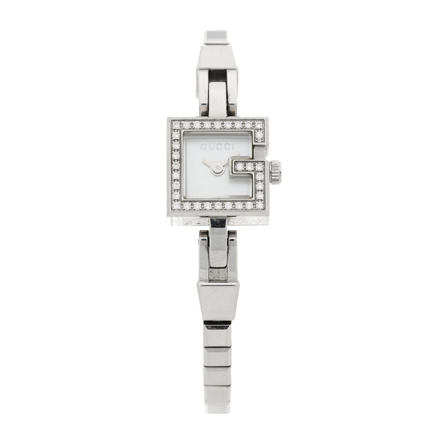 Gucci Stainless Steel Diamond Bezel Mother of Pearl 14mm 102 G-Mini Quartz Watch 1 of 4