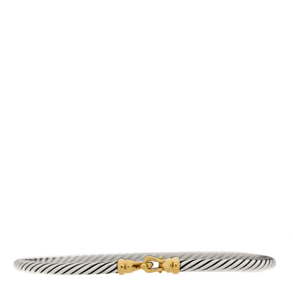 David Yurman Sterling Silver 18k Yellow Gold 3mm Cable Buckle Bracelet 1 of 4