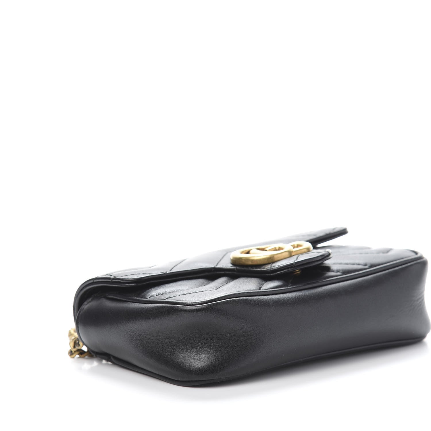 Gucci Calfskin Matelasse Super Mini GG Marmont Shoulder Bag Black 9 of 12