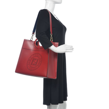 Fendi Vitello Liberty Plexiglass Stamp Patch Perforated Medium Runaway Shopper Tote Fragola 2 of 10