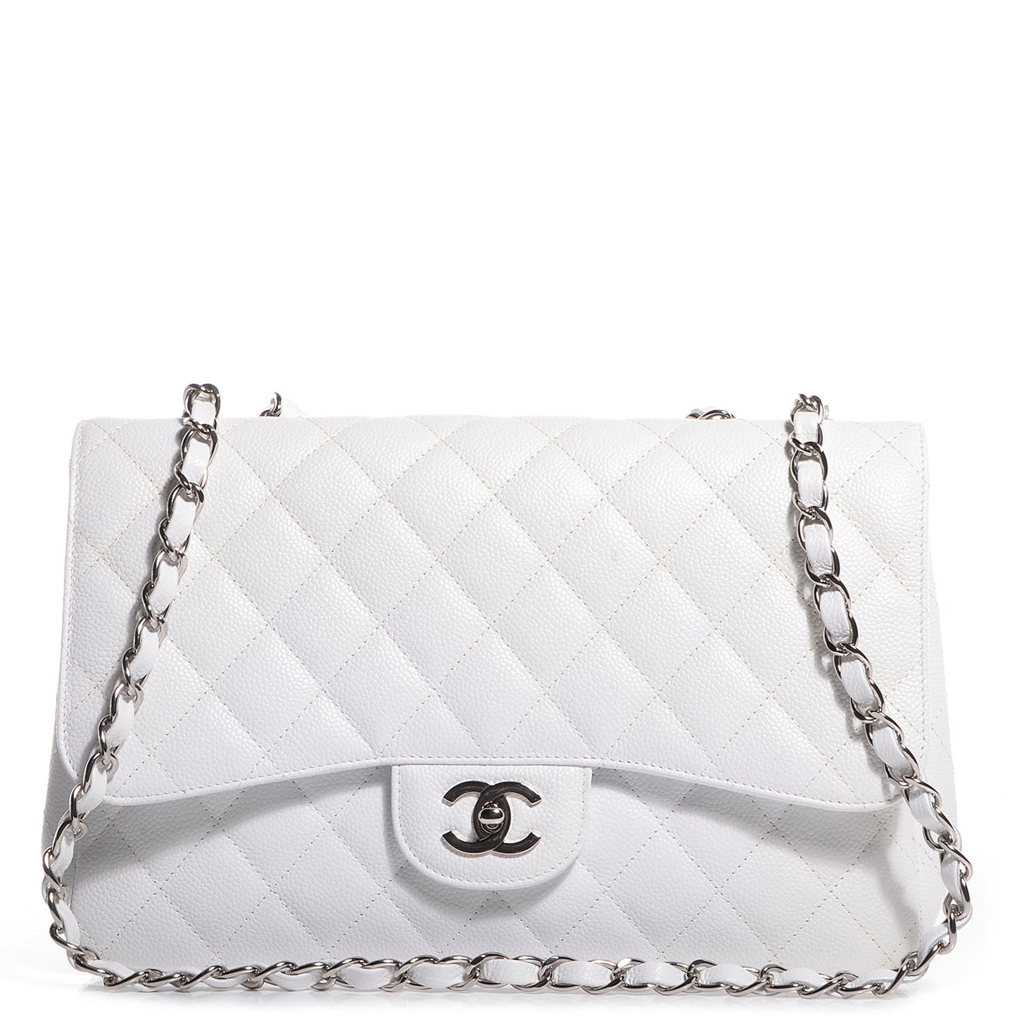 Caviar Jumbo Single Flap White