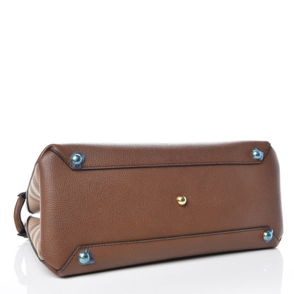 Burberry Grainy Calfskin House Check Medium Banner Tote Tan 4 of 10