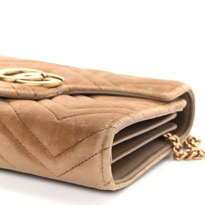 Gucci Velvet Matelasse GG Marmont Chain Wallet Taupe 9 of 12