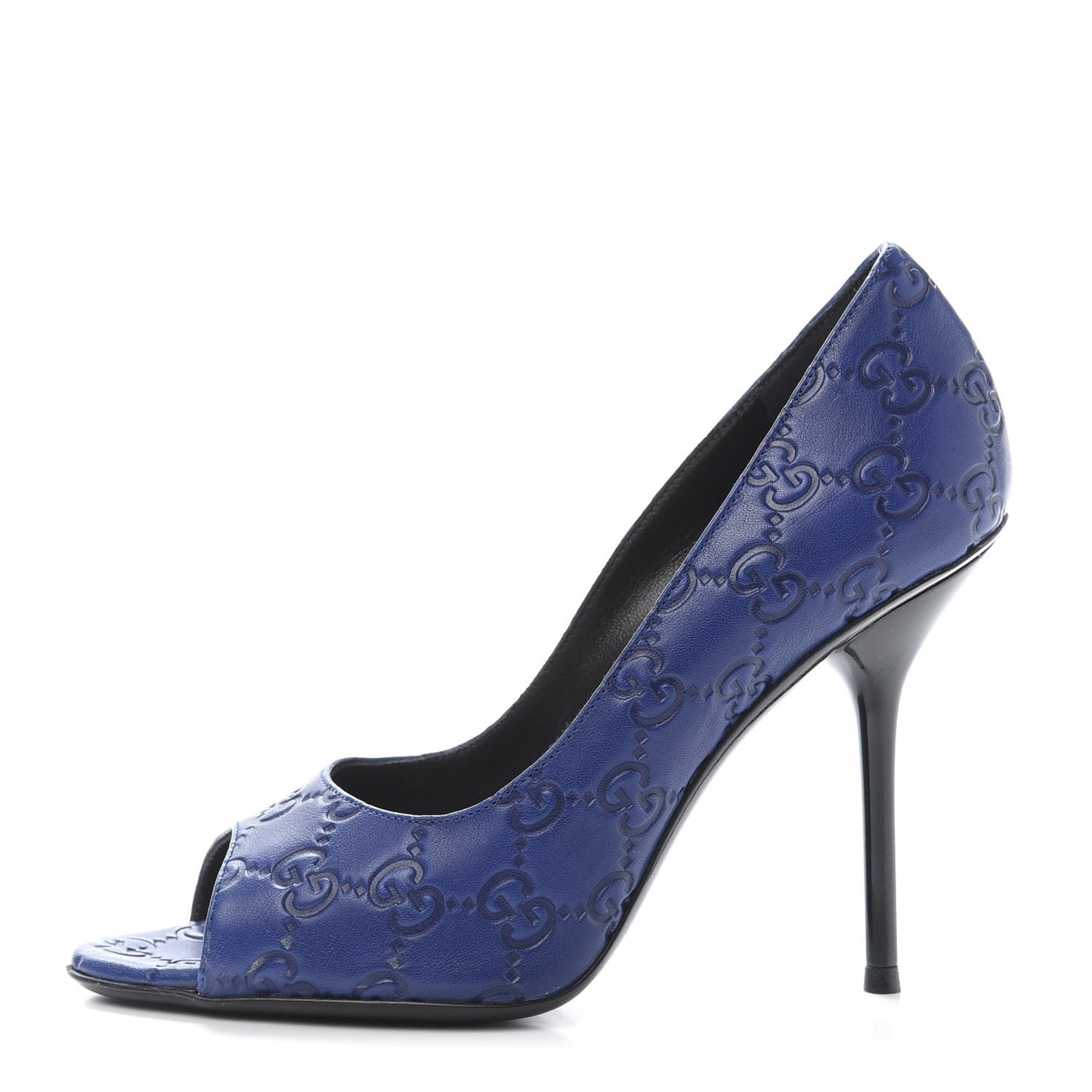 Soft Guccissima GG Peep Toe Heels 36 Blu Cina