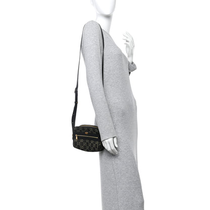Gucci Jacquard Black Denim GG Monogram Textured Dollar Calfskin Mini Ophidia Shoulder Bag Black Ivory 2 of 13