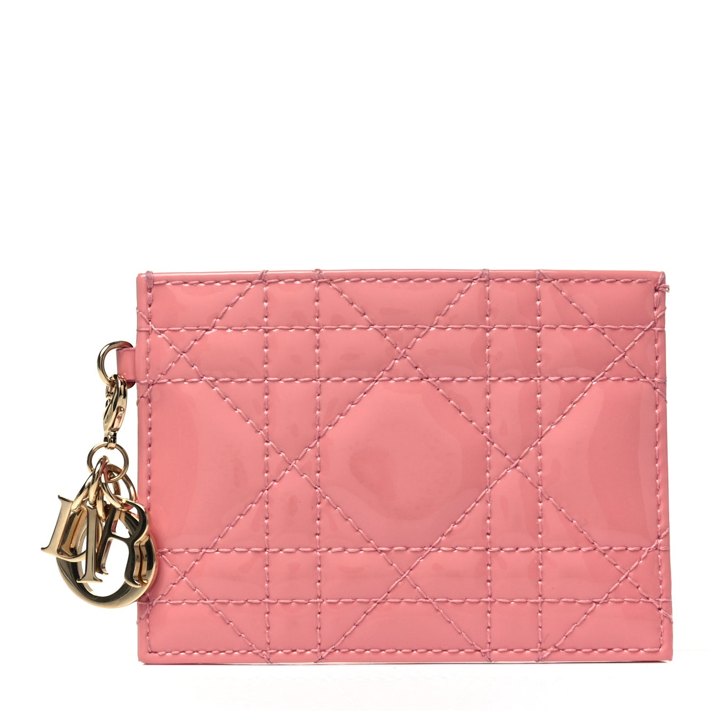 Patent Cannage Lady Dior Card Holder Peach Blossom