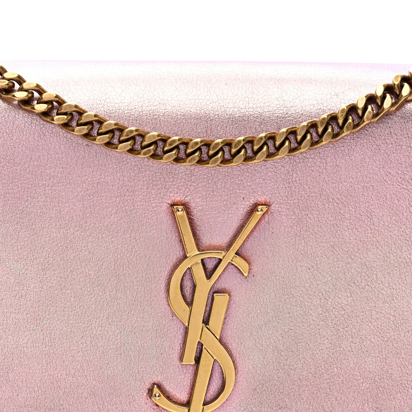 Metallic Calfskin Small Classic Monogram Kate Tassel Satchel Pink