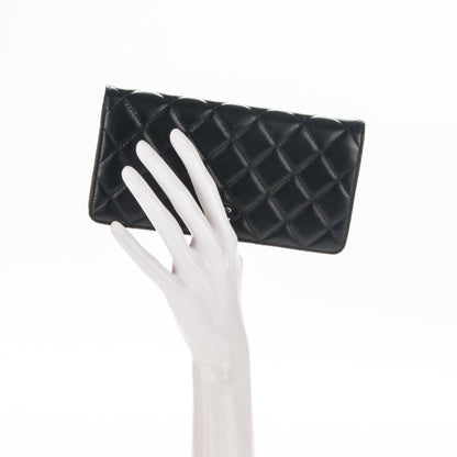 Chanel Lambskin Quilted Yen Wallet Black 2 of 7