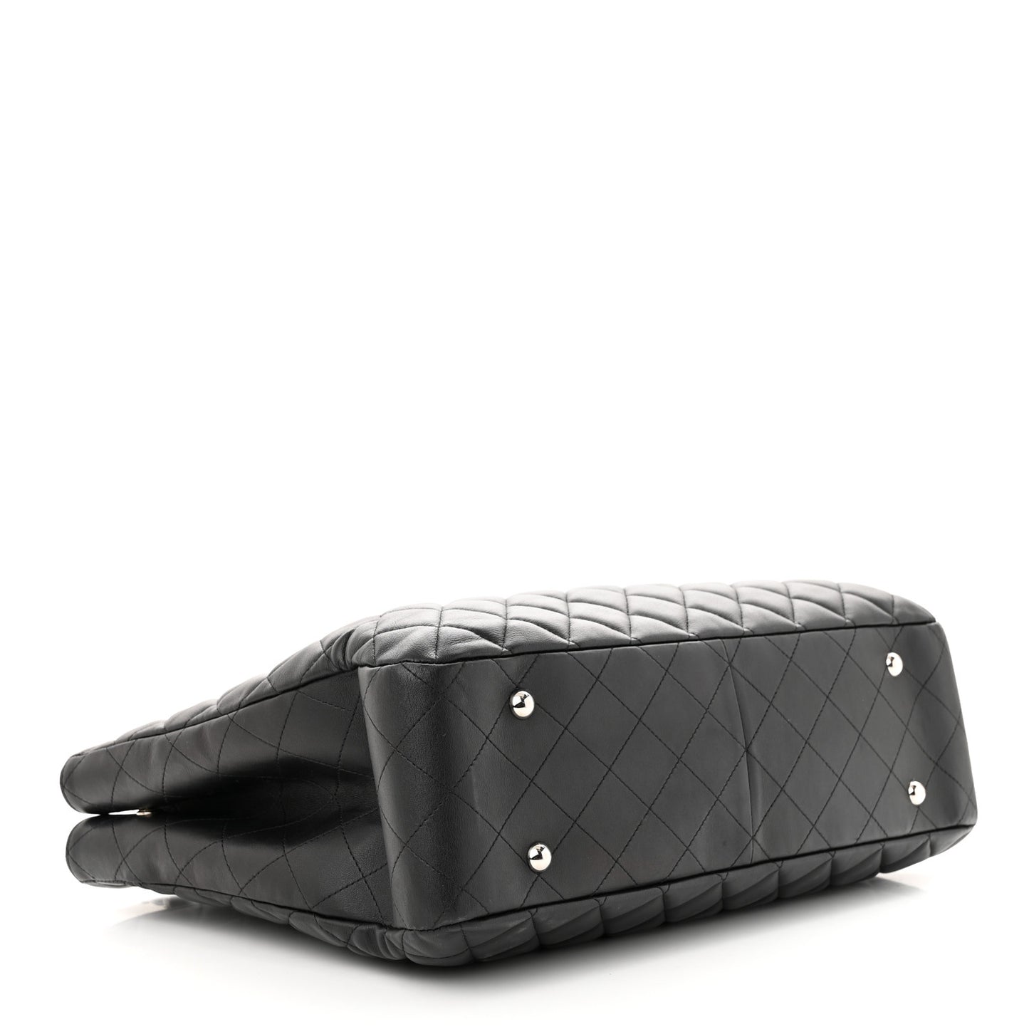 Calfskin Quilted Large Classic Shopping Tote Black