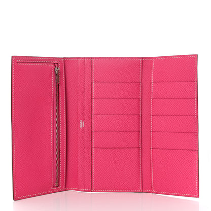Hermes Epsom Bi-Color Tri-Fold Bearn Wallet Tosca Rose Tyrien 5 of 9