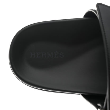 Hermes Calfskin Womens Chypre Sandals 38 Black 7 of 9