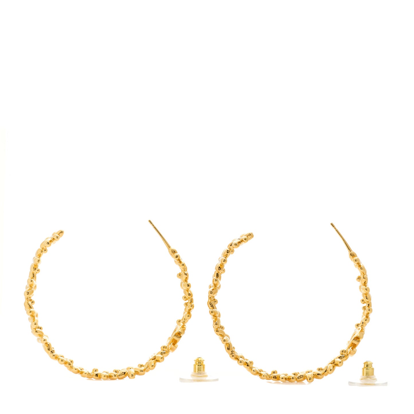 Metal Strass Crystal Flower CC Hoop Earrings Gold