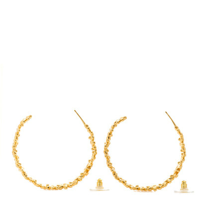 Chanel Metal Strass Crystal Flower CC Hoop Earrings Gold 3 of 4
