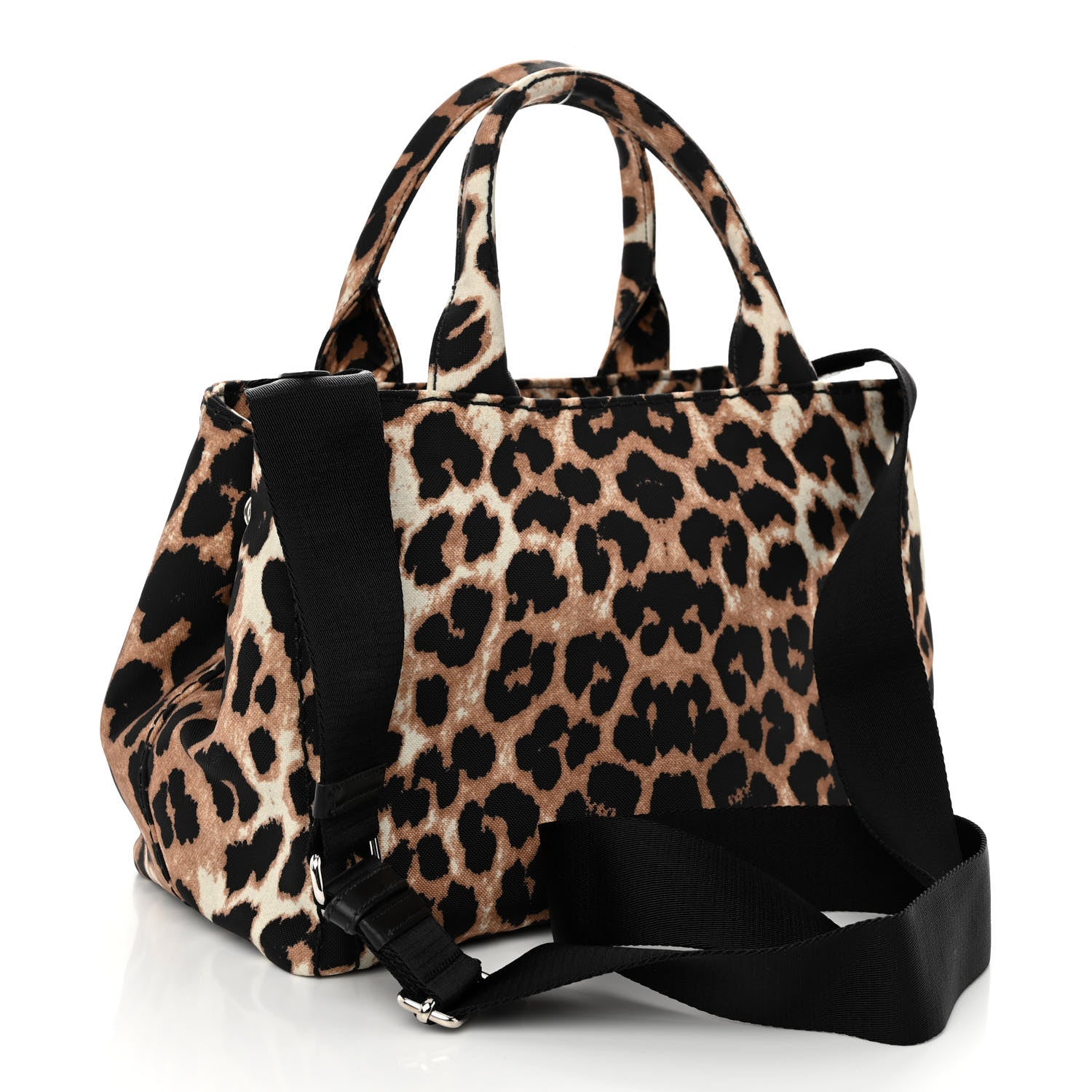 Prada Canvas Leopard Print Small Tote Miele 3 of 9