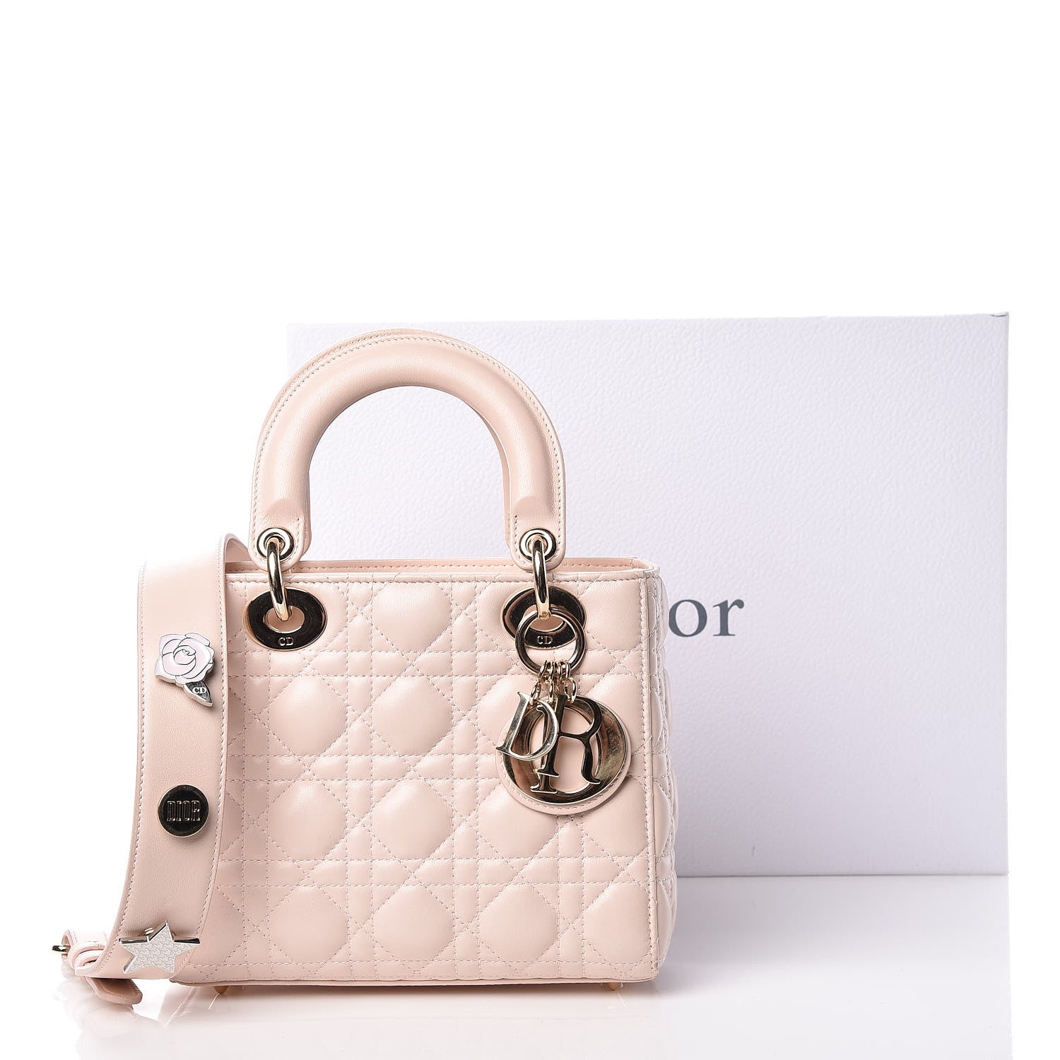 Christian Dior Lambskin Cannage Small Lucky Badges My Lady Dior Pink 25 of 25