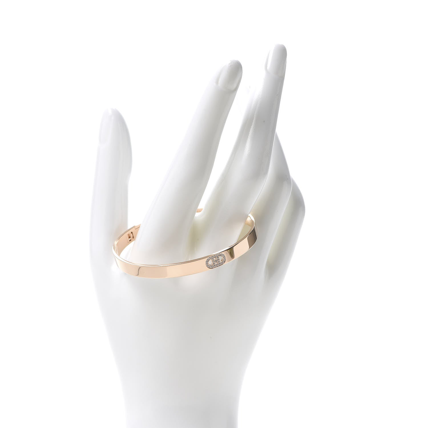 Hermes 18K Rose Gold Diamond PM H D'Ancre Bracelet SH 2 of 6