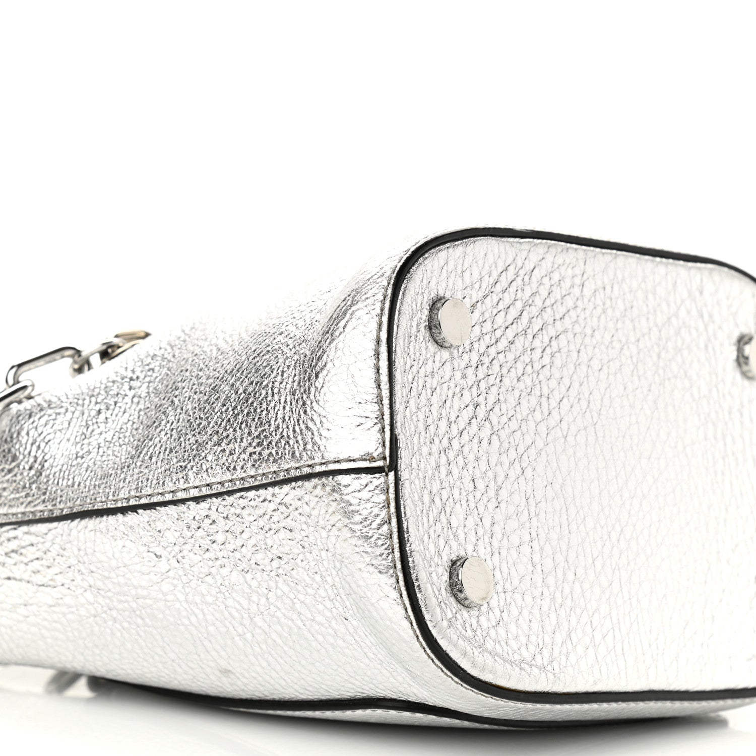 Alexander Wang Metallic Pebbled Calfskin Riot Bucket Bag Silver 9 of 10