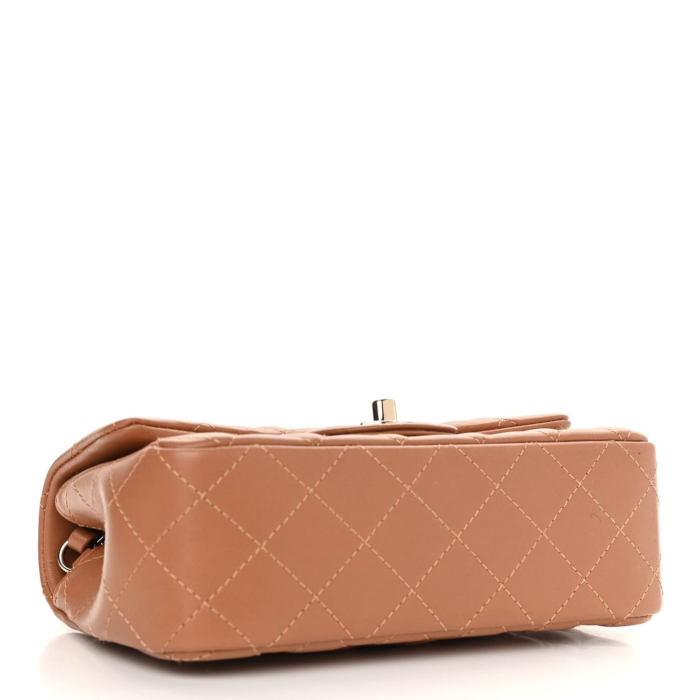 Lambskin Quilted Mini Rectangular Flap Brown