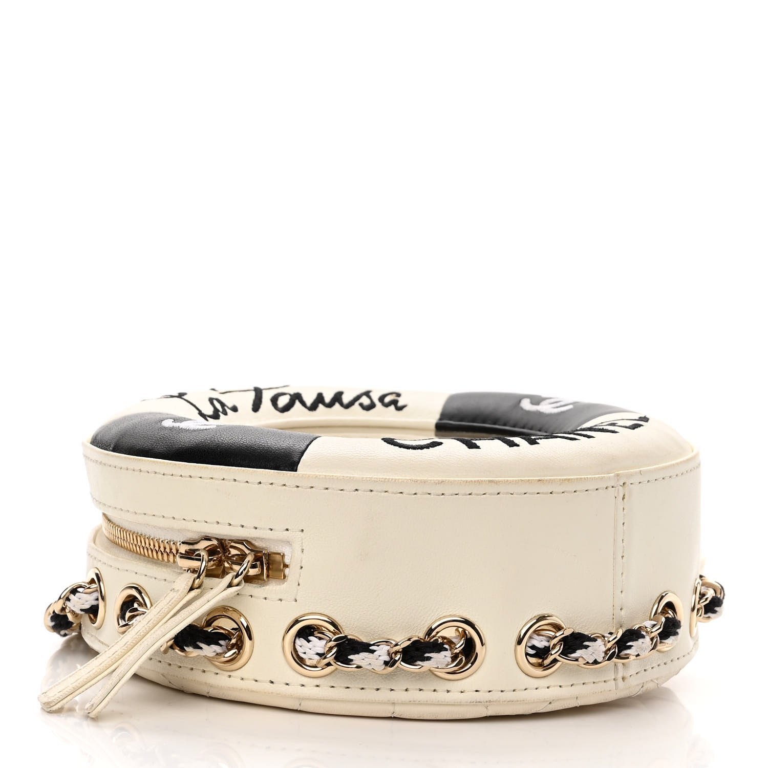 Chanel Lambskin Coco Lifesaver Round Bag Black White 3 of 15