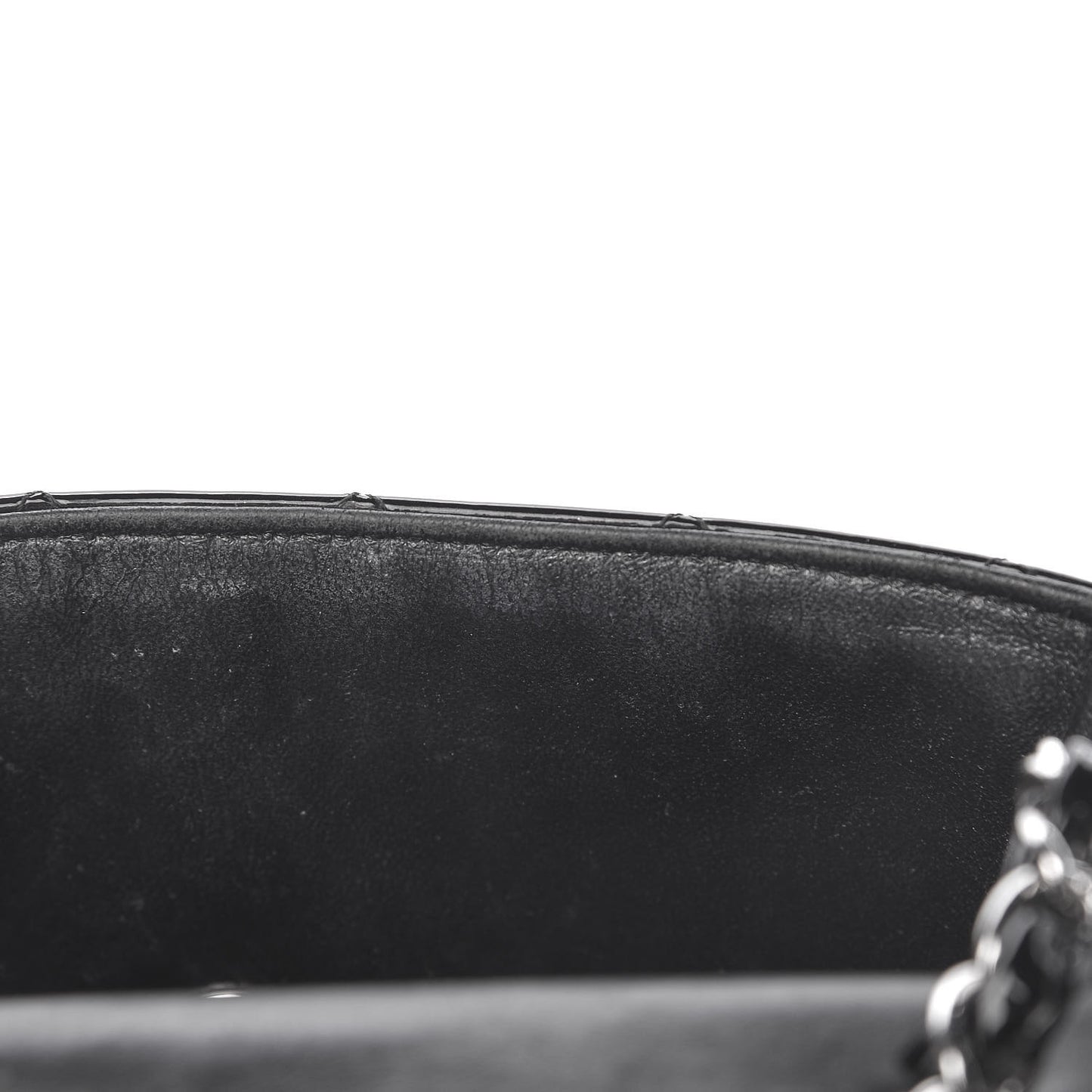 Patent Calfskin Quilted Mini Rectangular Flap Black