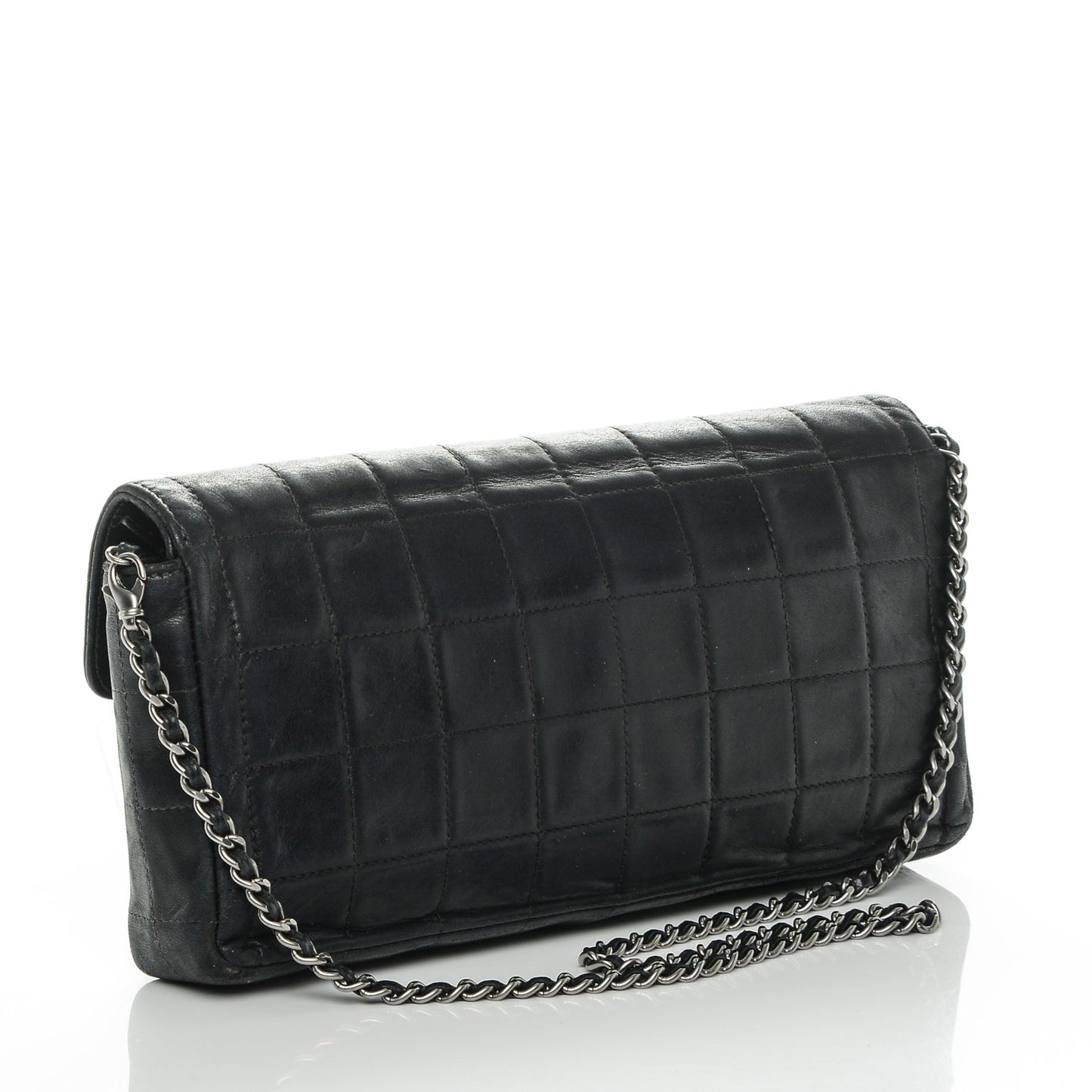 Lambskin Quilted East West Chocolate Bar Flap Black