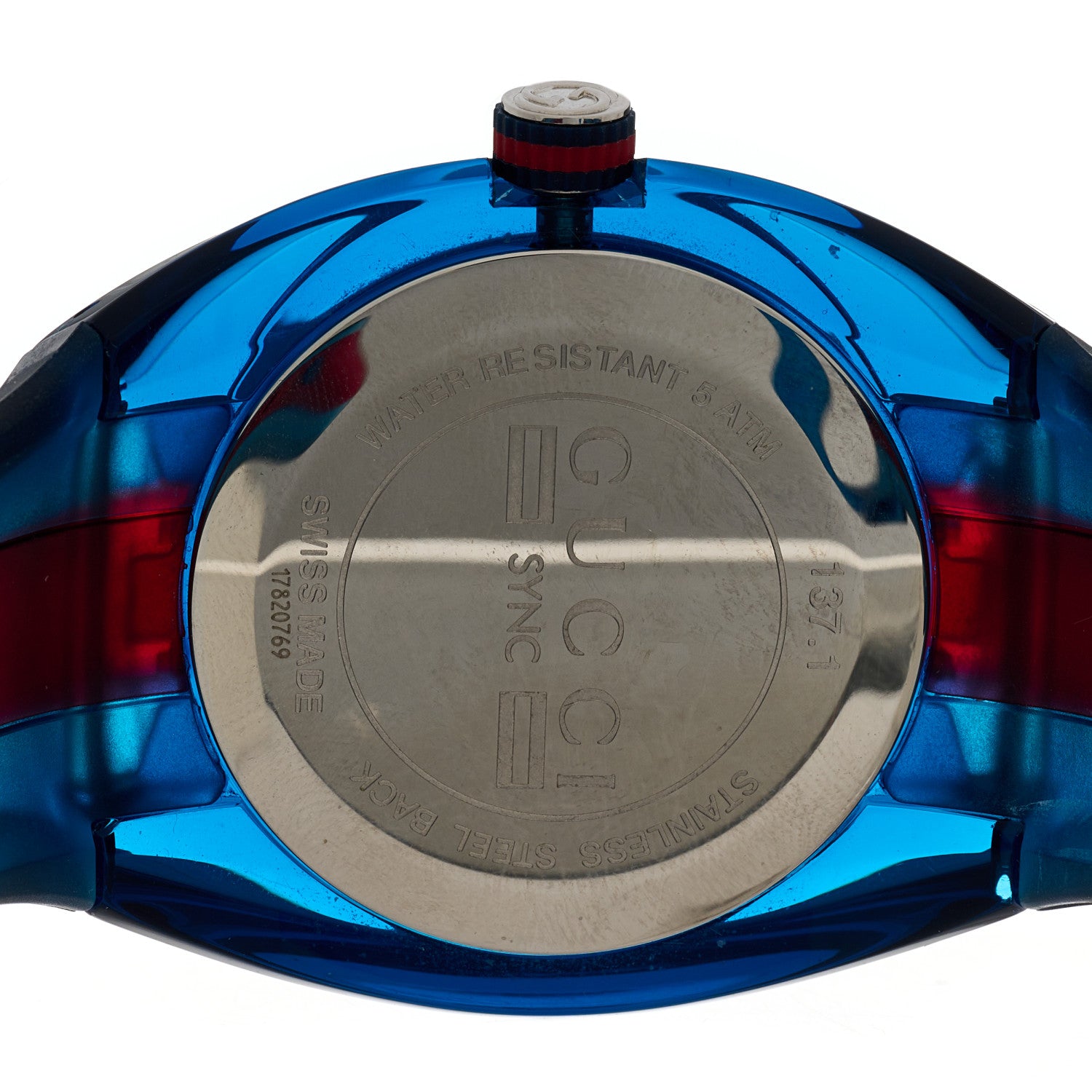Gucci Stainless Steel Rubber 46mm Sync Web Quartz Watch Blue 4 of 5