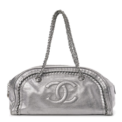 Chanel Metallic Goatskin Medium Luxe Ligne Bowler Silver 1 of 9