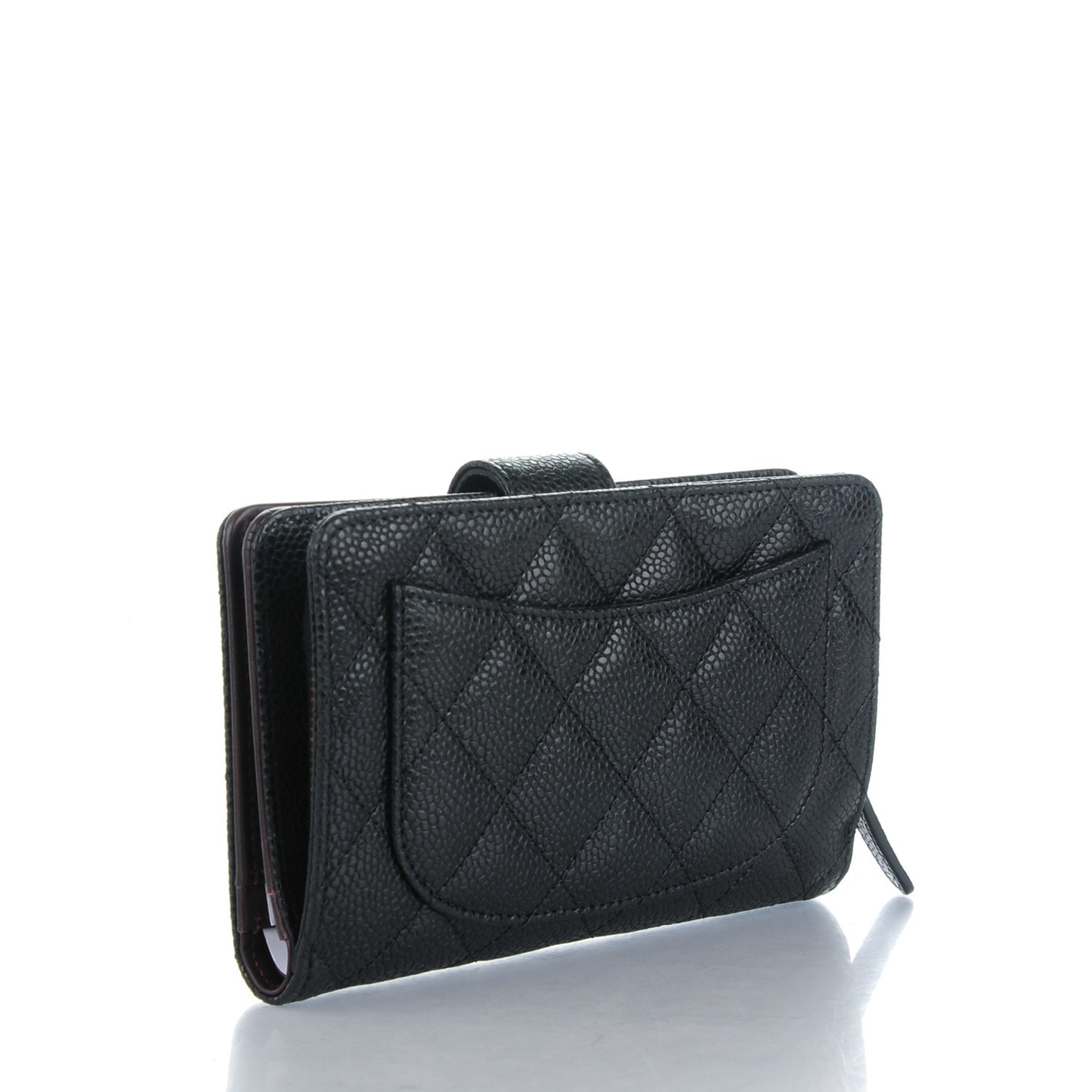 Caviar Quilted Zipped Pocket Wallet Black