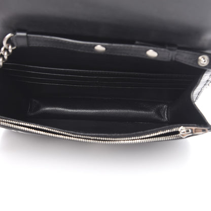 Balenciaga Matte Calfskin Diagonal Allover Logo Print B Wallet on Chain Black White 5 of 12
