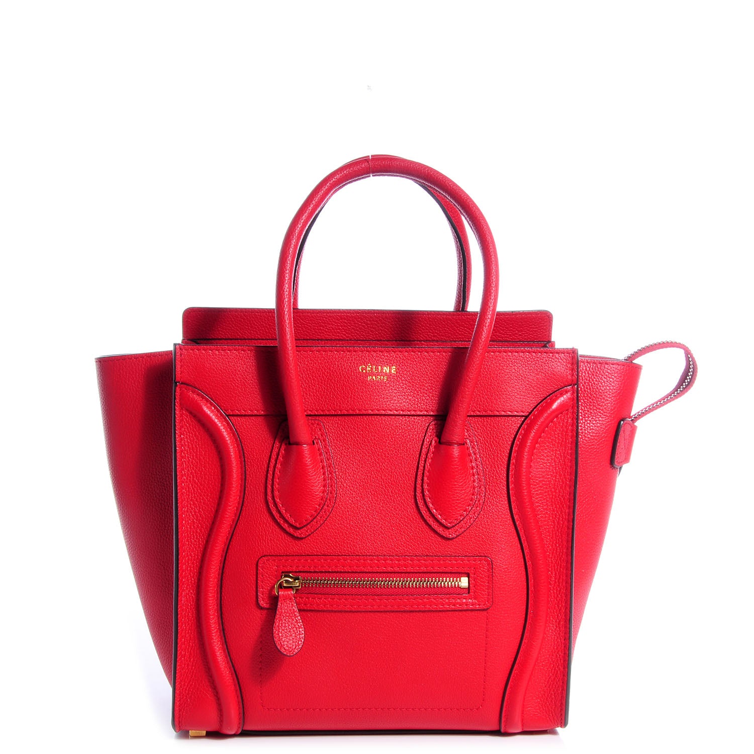 Celine Drummed Leather Micro Luggage Coquelicot 1 of 9