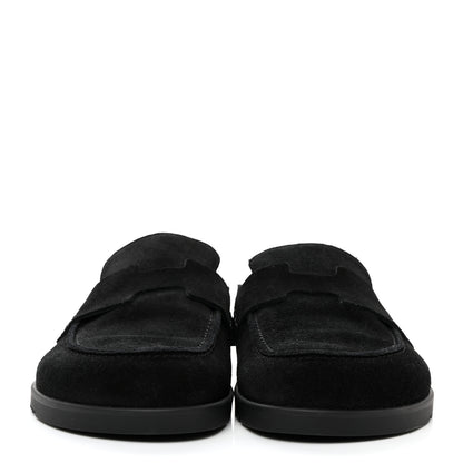 Hermes Suede Calfskin Go Mules 38 Black 2 of 9