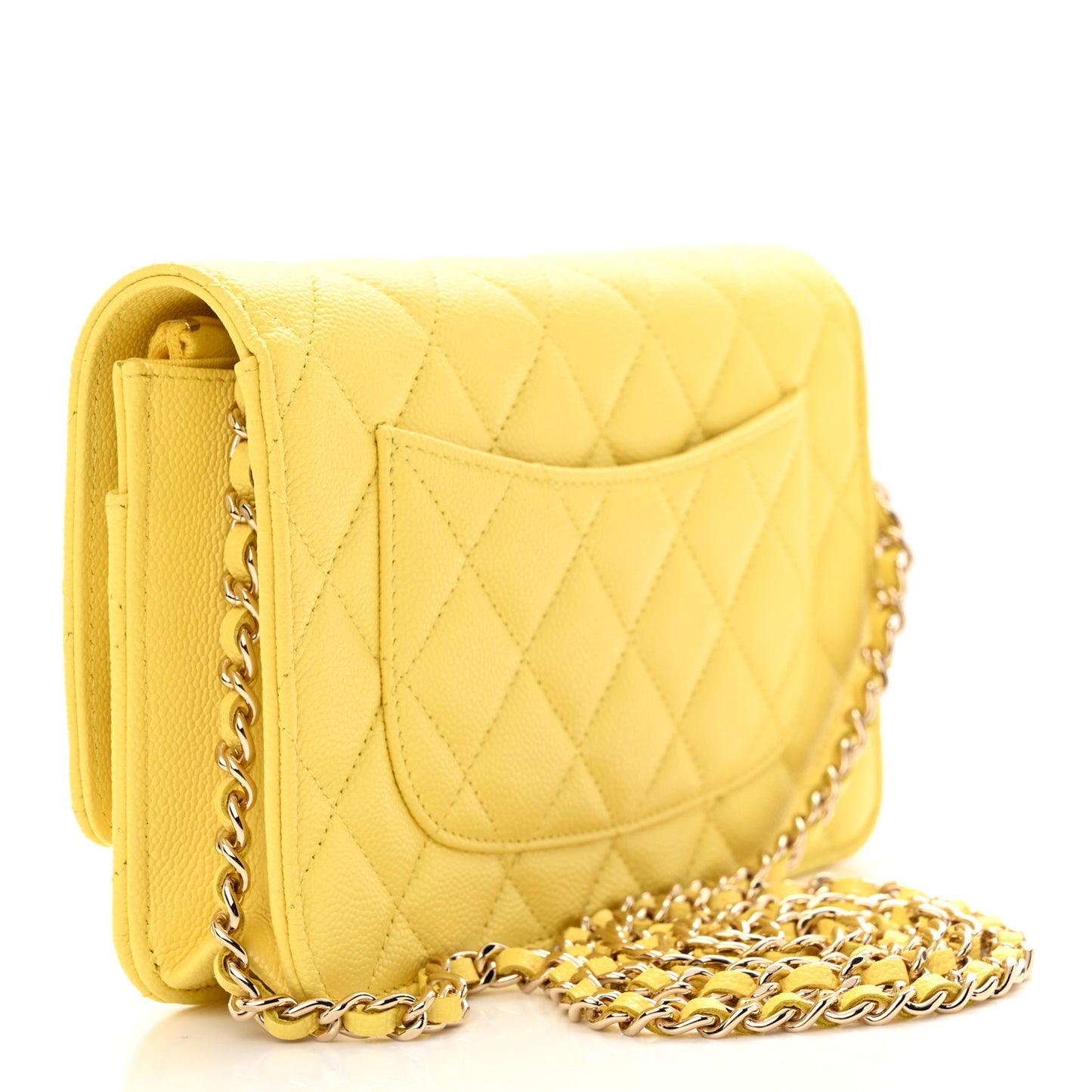 Caviar Quilted Wallet on Chain WOC Yellow
