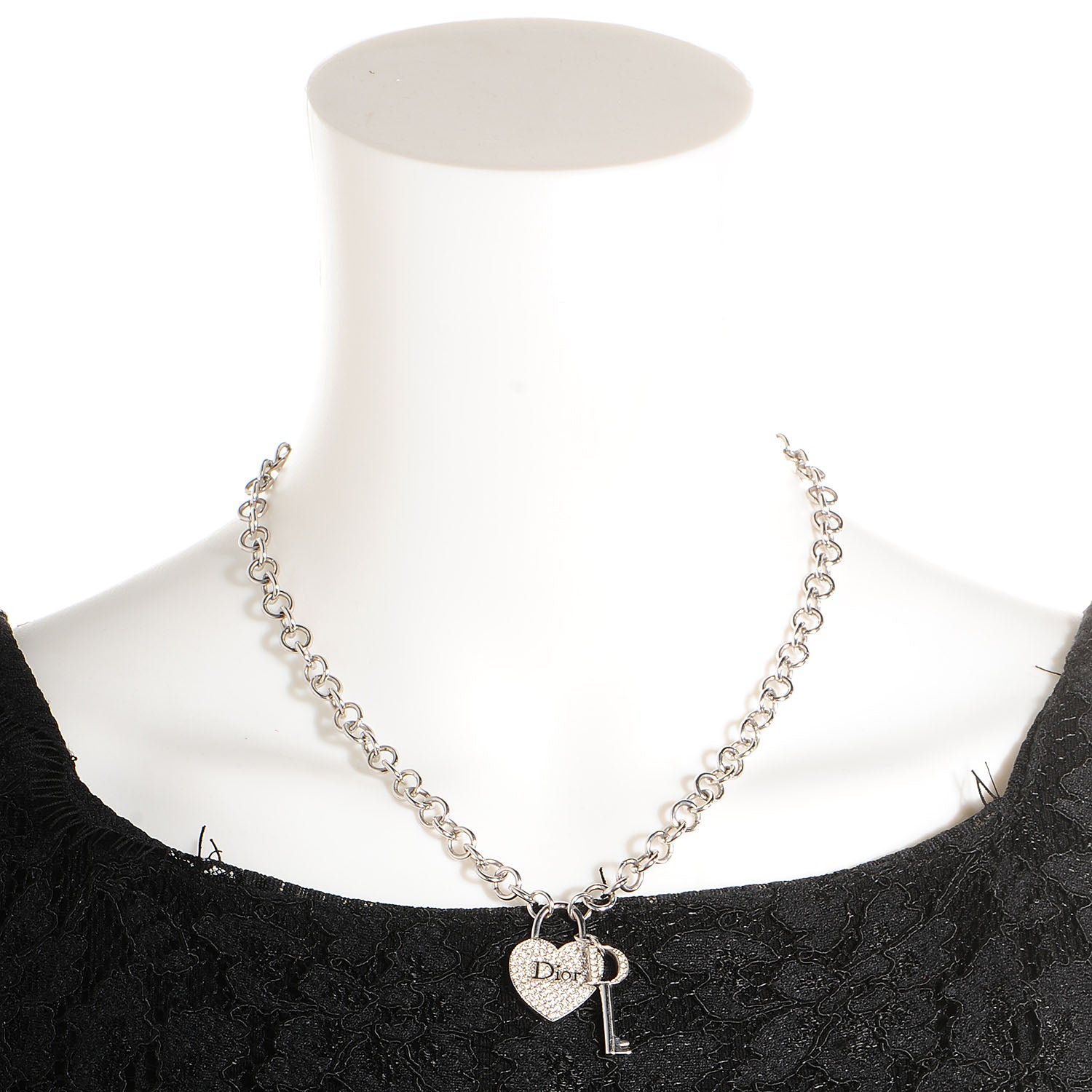 Christian Dior Crystal Heart and Key Necklace 88452 – FASHIONPHILE