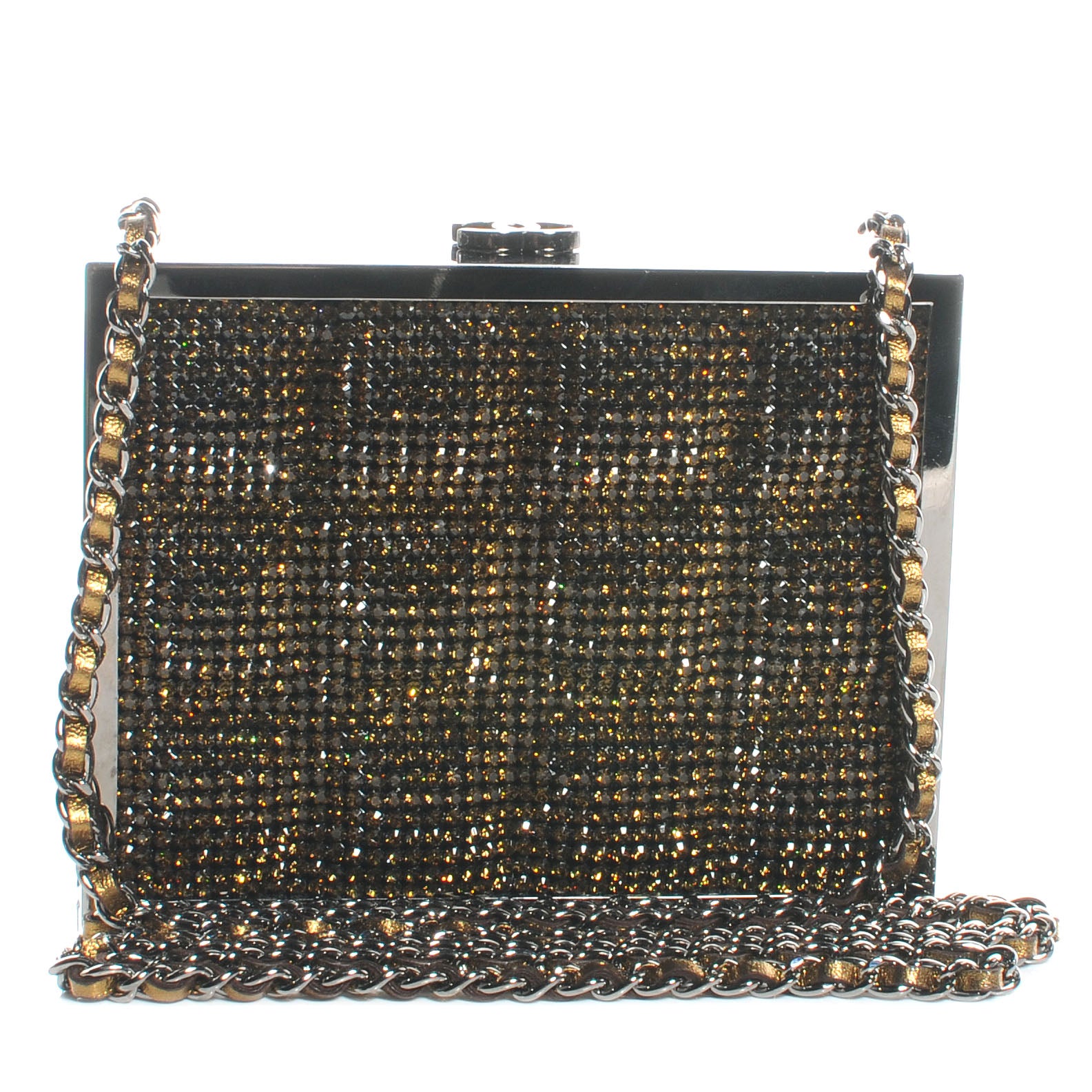 Chanel Crystal Square Quilted Box Clutch Bronze 1 of 8