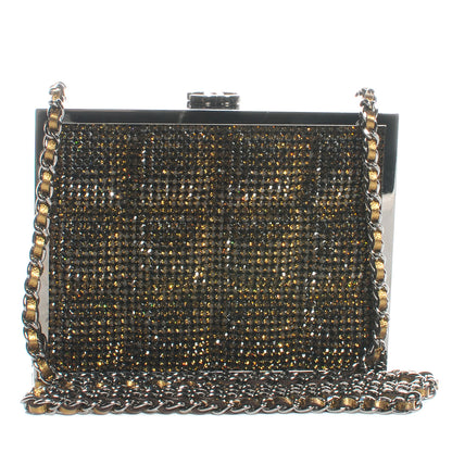Chanel Crystal Square Quilted Box Clutch Bronze 1 of 8