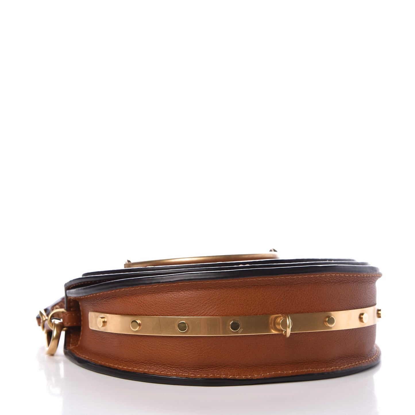 Calfskin Small Nile Bracelet Minaudiere Bag Caramel