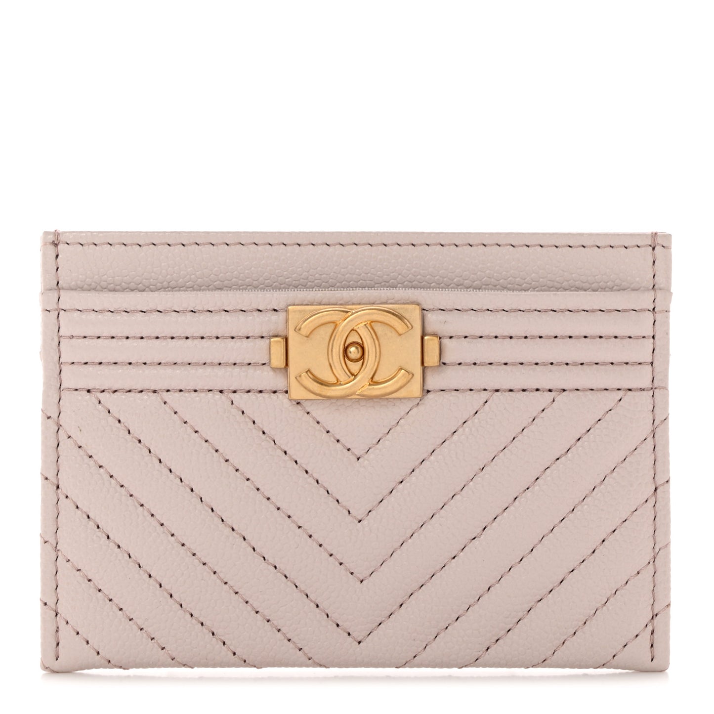 Caviar Quilted Chevron Boy Card Holder Light Purple