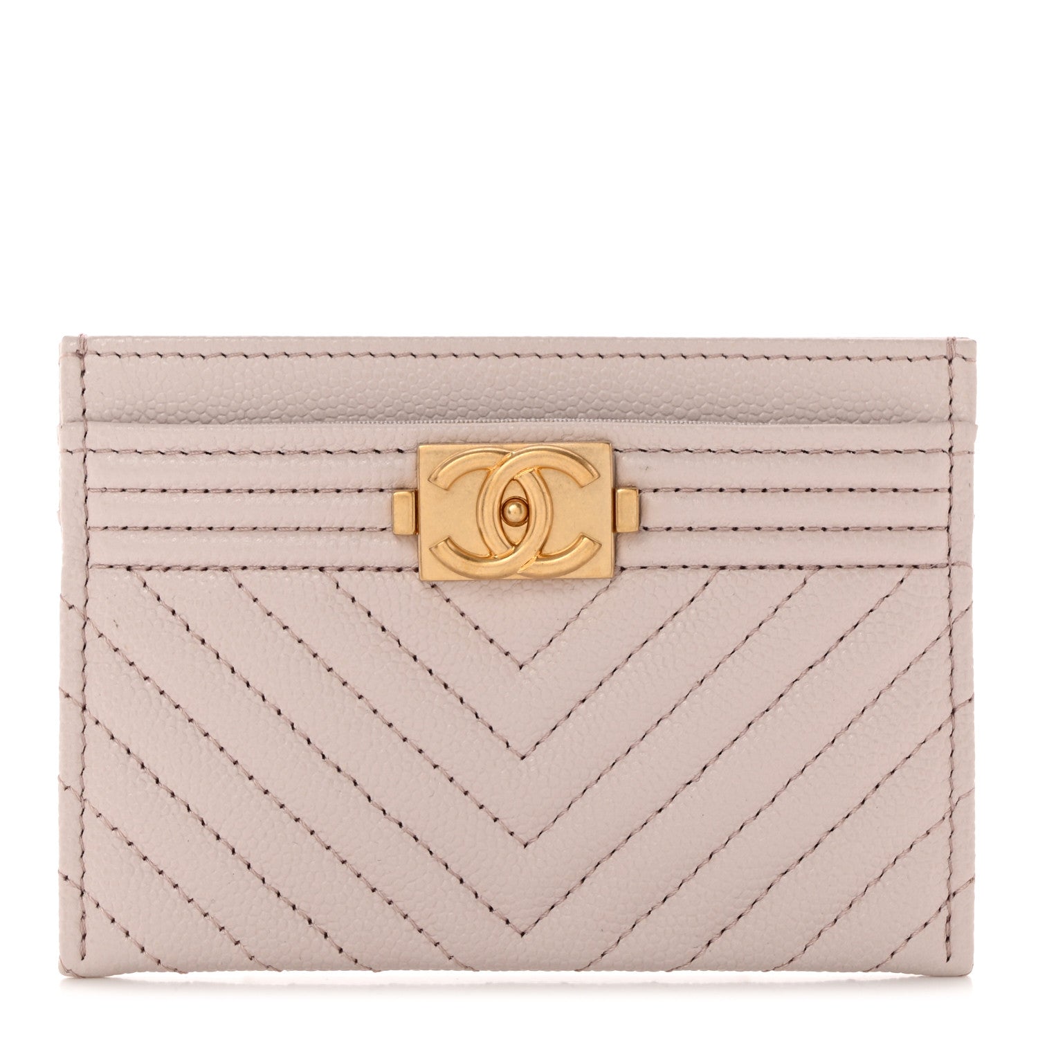 Chanel Caviar Quilted Chevron Boy Card Holder Light Purple 1 of 8