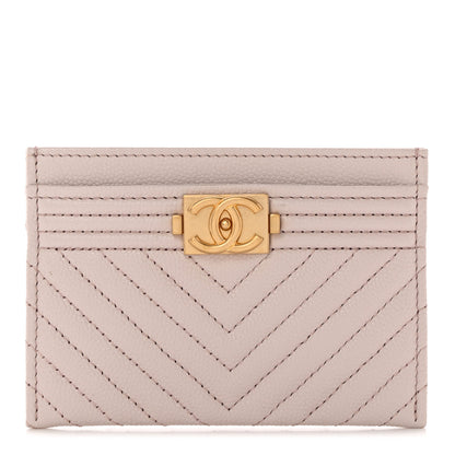 Chanel Caviar Quilted Chevron Boy Card Holder Light Purple 1 of 8