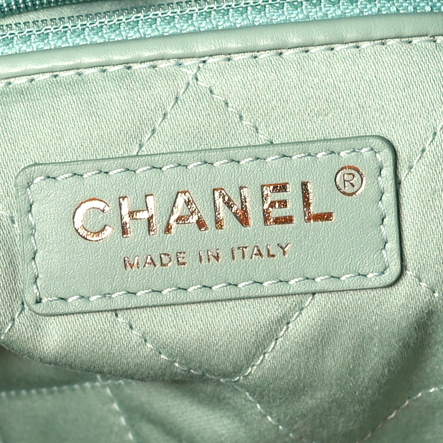 Shiny Calfskin Quilted Chanel 22 Light Green