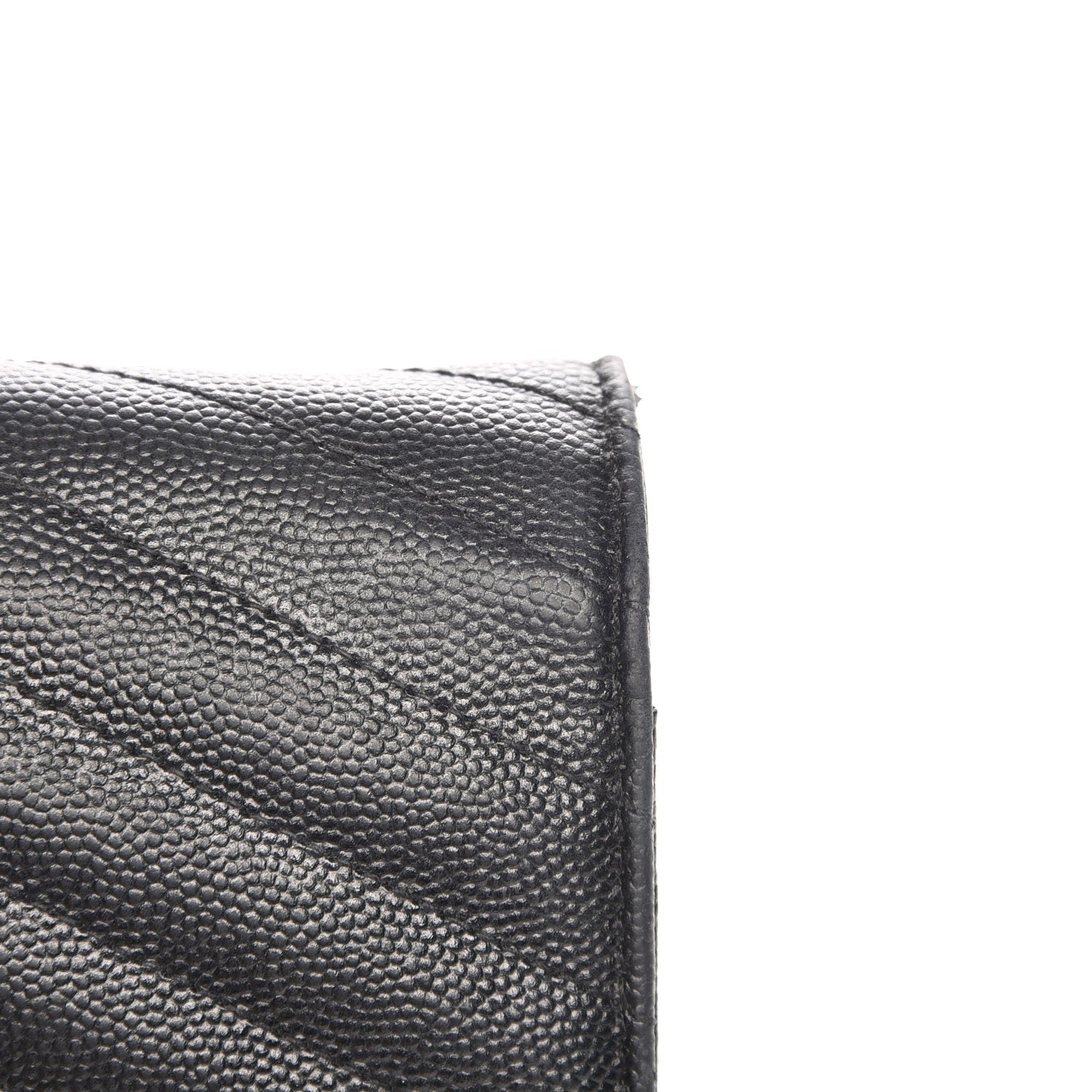 Saint Laurent Grain De Poudre Matelasse Chevron Monogram Chain Wallet Black 13 of 13