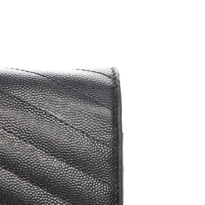 Saint Laurent Grain De Poudre Matelasse Chevron Monogram Chain Wallet Black 13 of 13